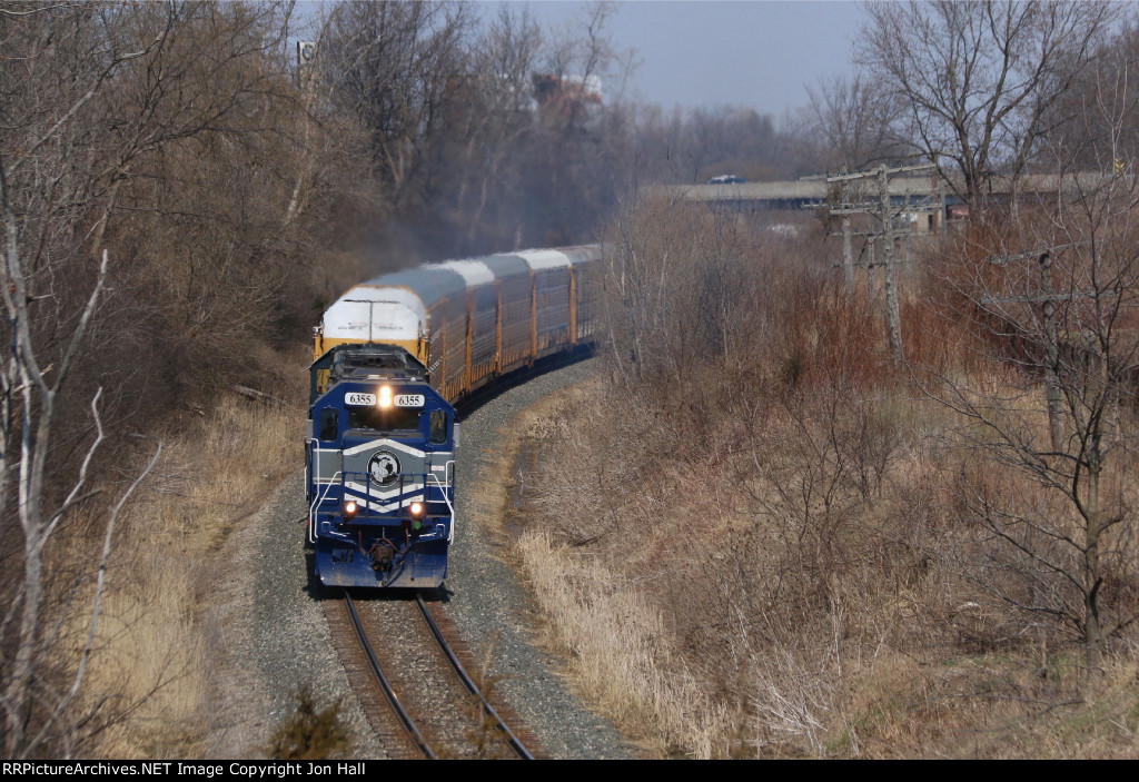 6355 & 6352 work hard as they lift Z127 up the hill to Newark